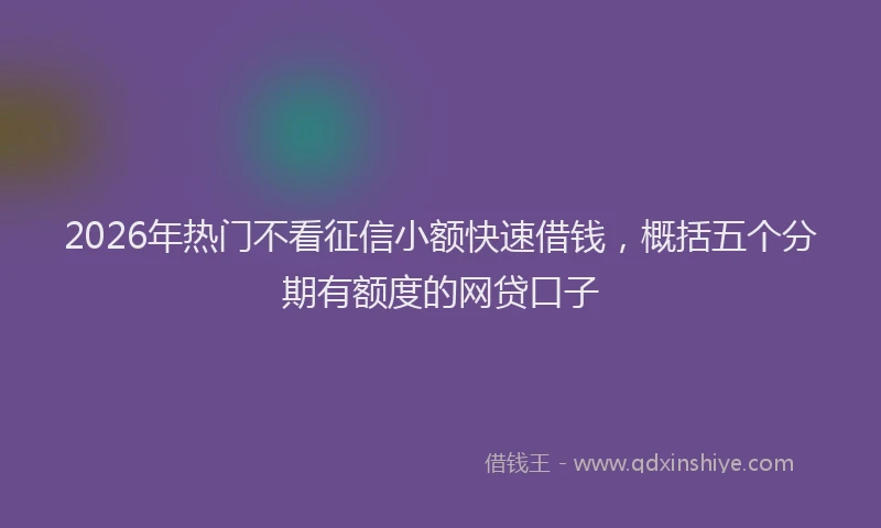 2026年热门不看征信小额快速借钱，概括五个分期有额度的网贷口子