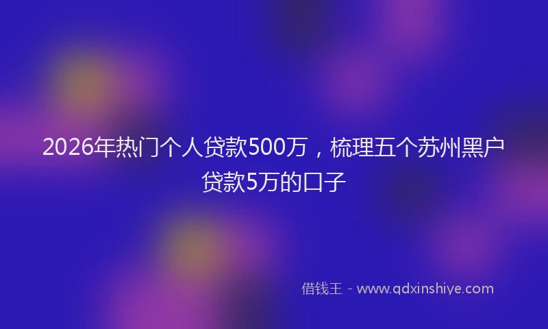 2026年热门个人贷款500万，梳理五个苏州黑户贷款5万的口子