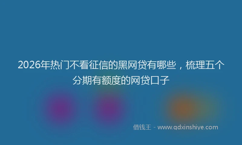 2026年热门不看征信的黑网贷有哪些，梳理五个分期有额度的网贷口子