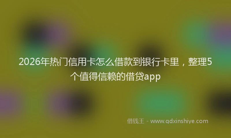 2026年热门信用卡怎么借款到银行卡里，整理5个值得信赖的借贷app