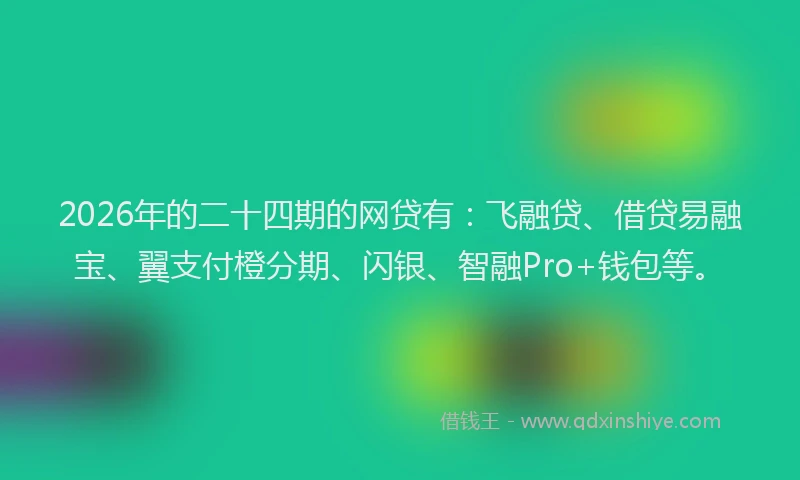 2026年的二十四期的网贷有：飞融贷、借贷易融宝、翼支付橙分期、闪银、智融Pro+钱包等。
