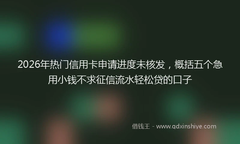 2026年热门信用卡申请进度未核发，概括五个急用小钱不求征信流水轻松贷的口子