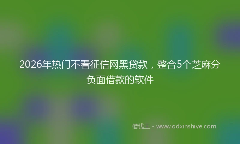 2026年热门不看征信网黑贷款，整合5个芝麻分负面借款的软件