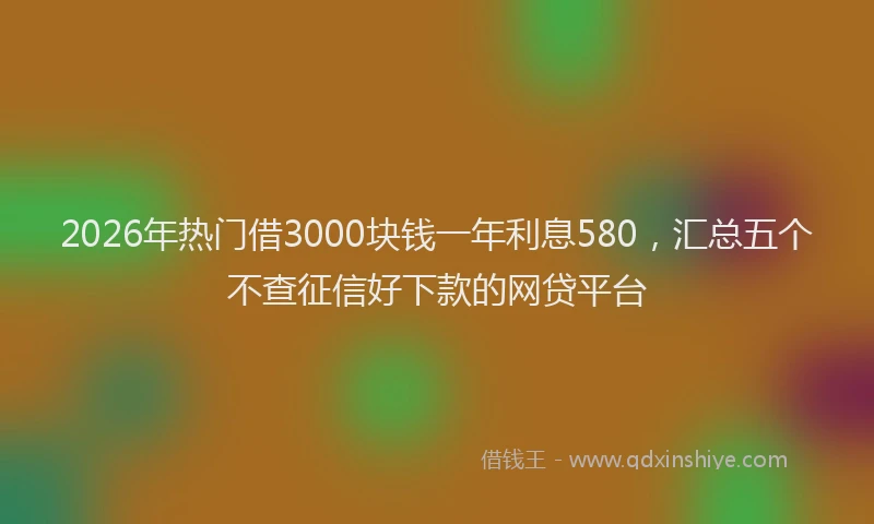 2026年热门借3000块钱一年利息580，汇总五个不查征信好下款的网贷平台