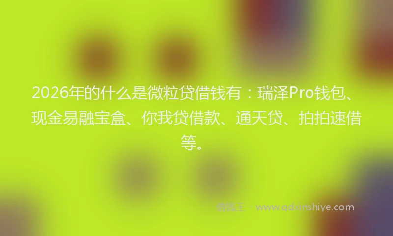 2026年的什么是微粒贷借钱有：瑞泽Pro钱包、现金易融宝盒、你我贷借款、通天贷、拍拍速借等。