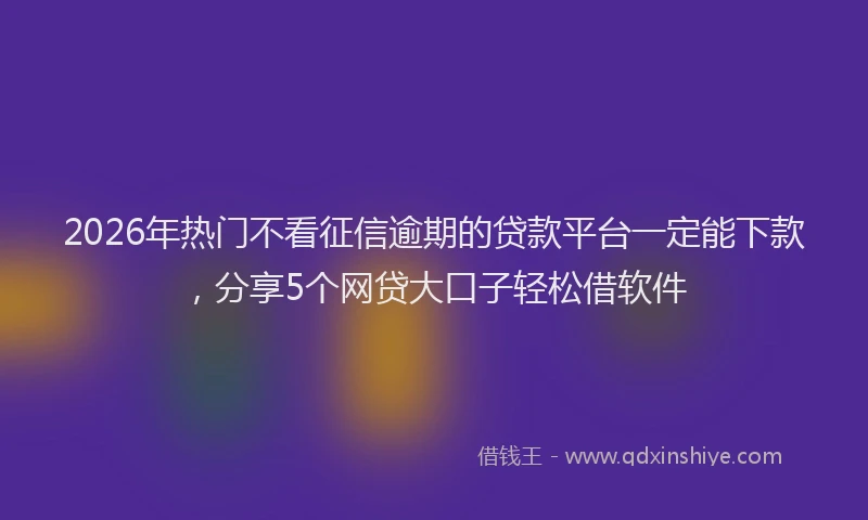 2026年热门不看征信逾期的贷款平台一定能下款，分享5个网贷大口子轻松借软件