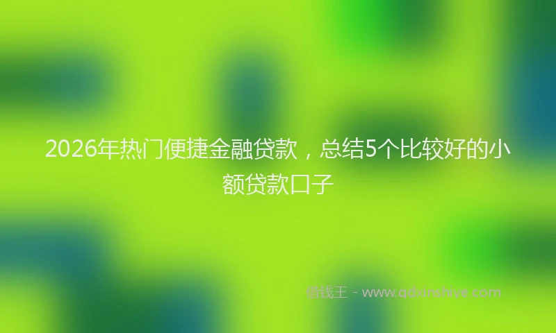 2026年热门便捷金融贷款，总结5个比较好的小额贷款口子