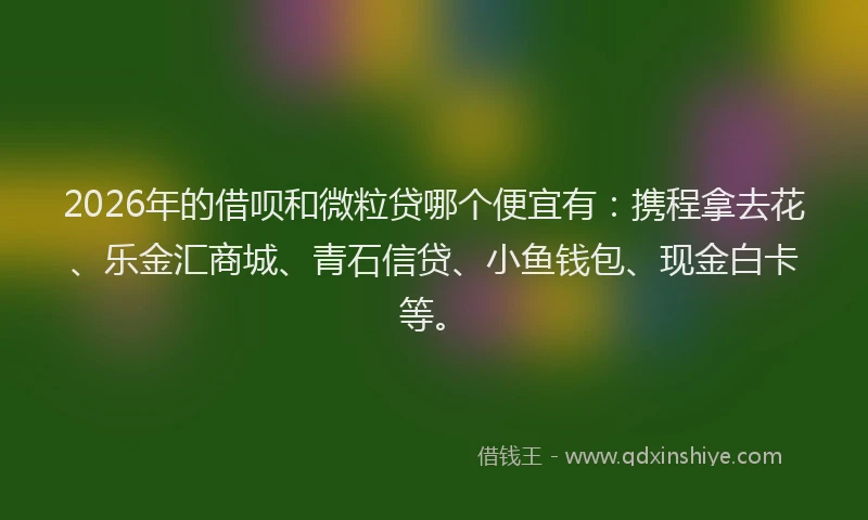 2026年的借呗和微粒贷哪个便宜有：携程拿去花、乐金汇商城、青石信贷、小鱼钱包、现金白卡等。