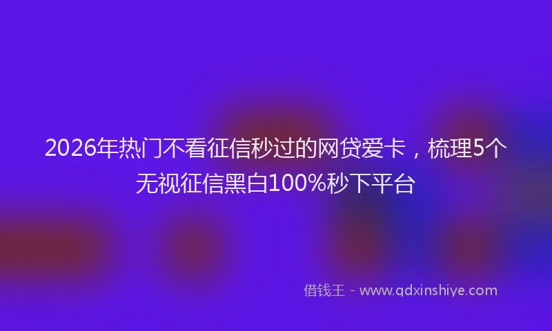 2026年热门不看征信秒过的网贷爱卡，梳理5个无视征信黑白100%秒下平台