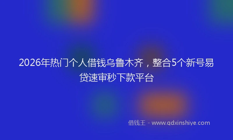 2026年热门个人借钱乌鲁木齐，整合5个新号易贷速审秒下款平台