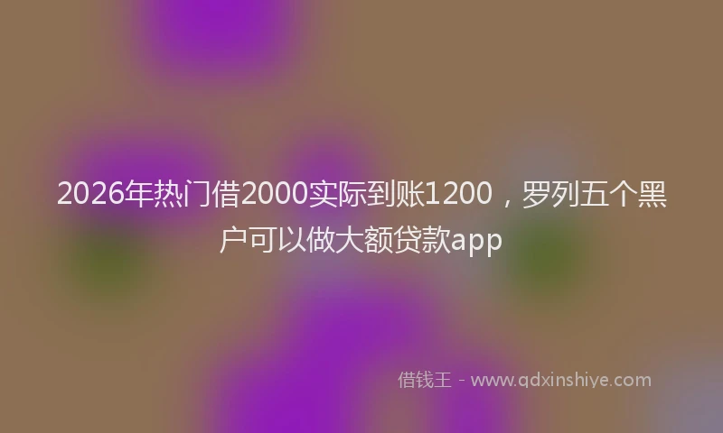 2026年热门借2000实际到账1200，罗列五个黑户可以做大额贷款app