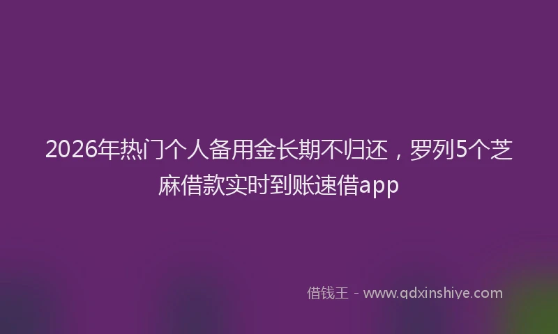 2026年热门个人备用金长期不归还，罗列5个芝麻借款实时到账速借app