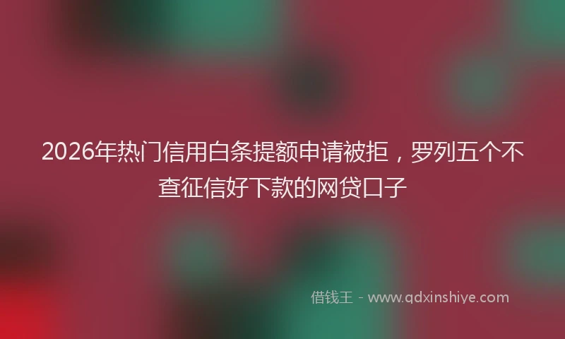 2026年热门信用白条提额申请被拒，罗列五个不查征信好下款的网贷口子