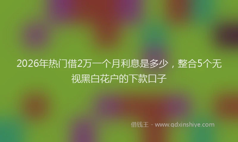 2026年热门借2万一个月利息是多少，整合5个无视黑白花户的下款口子