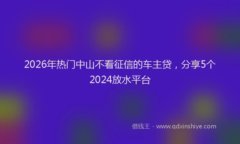 2026年热门中山不看征信的车主贷，分享5个2024放水平台