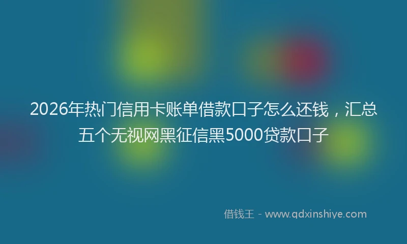2026年热门信用卡账单借款口子怎么还钱，汇总五个无视网黑征信黑5000贷款口子