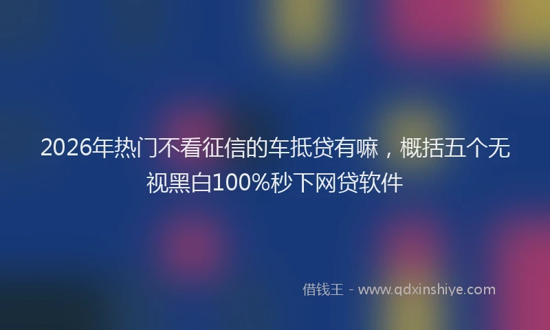 2026年热门不看征信的车抵贷有嘛，概括五个无视黑白100%秒下网贷软件