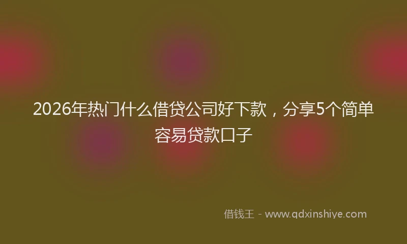 2026年热门什么借贷公司好下款，分享5个简单容易贷款口子