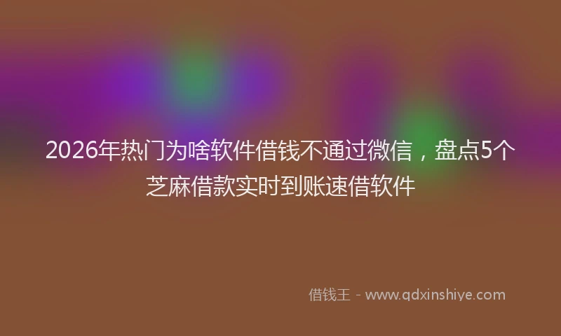 2026年热门为啥软件借钱不通过微信，盘点5个芝麻借款实时到账速借软件