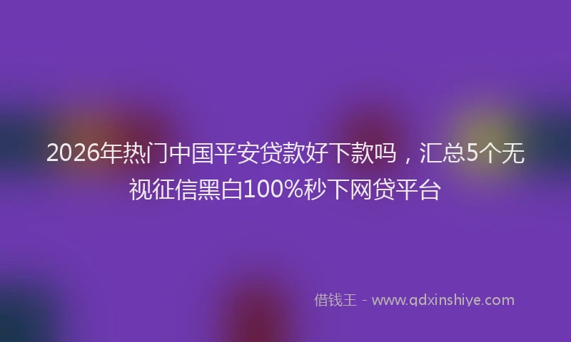 2026年热门中国平安贷款好下款吗，汇总5个无视征信黑白100%秒下网贷平台