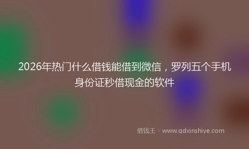 2026年热门什么借钱能借到微信，罗列五个手机身份证秒借现金的软件