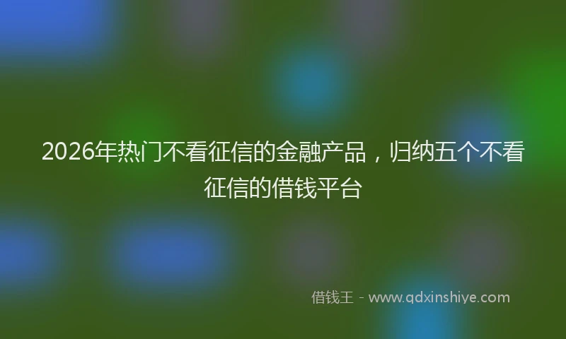 2026年热门不看征信的金融产品，归纳五个不看征信的借钱平台