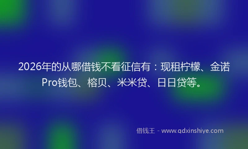 2026年的从哪借钱不看征信有：现租柠檬、金诺Pro钱包、榕贝、米米贷、日日贷等。