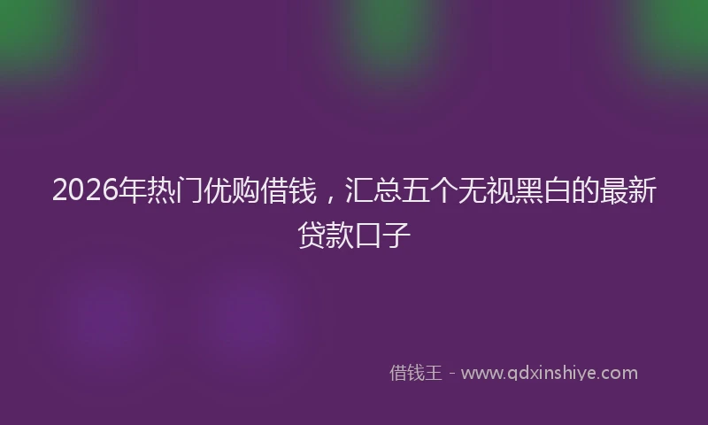 2026年热门优购借钱，汇总五个无视黑白的最新贷款口子