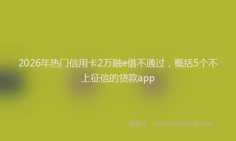 2026年热门信用卡2万融e借不通过，概括5个不上征信的贷款app