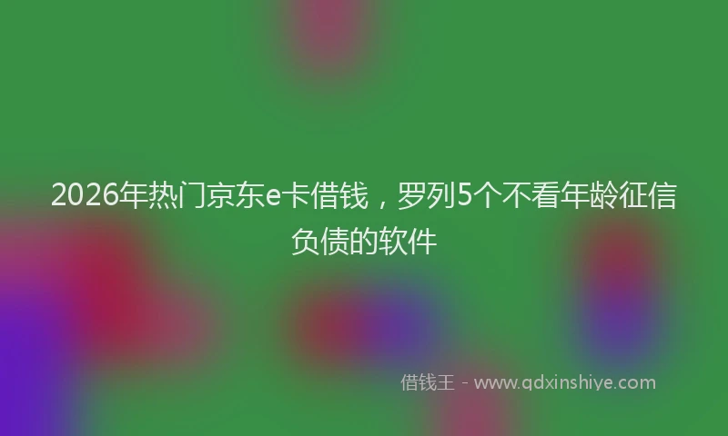 2026年热门京东e卡借钱，罗列5个不看年龄征信负债的软件