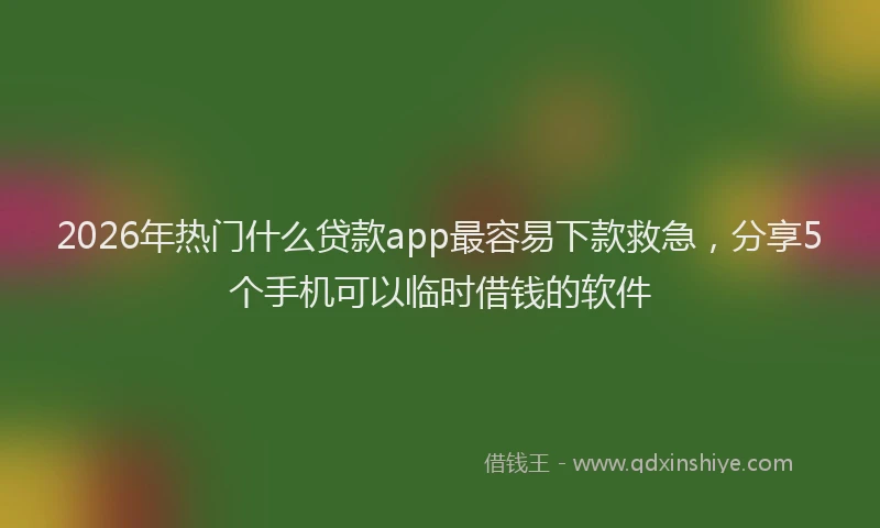 2026年热门什么贷款app最容易下款救急，分享5个手机可以临时借钱的软件