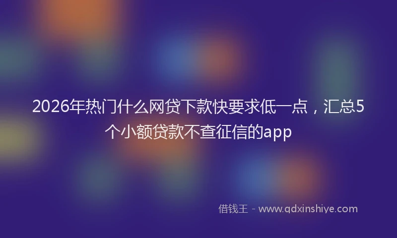 2026年热门什么网贷下款快要求低一点，汇总5个小额贷款不查征信的app