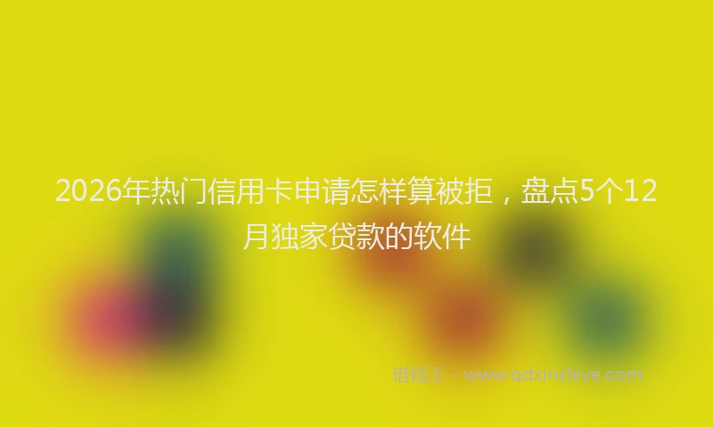 2026年热门信用卡申请怎样算被拒，盘点5个12月独家贷款的软件