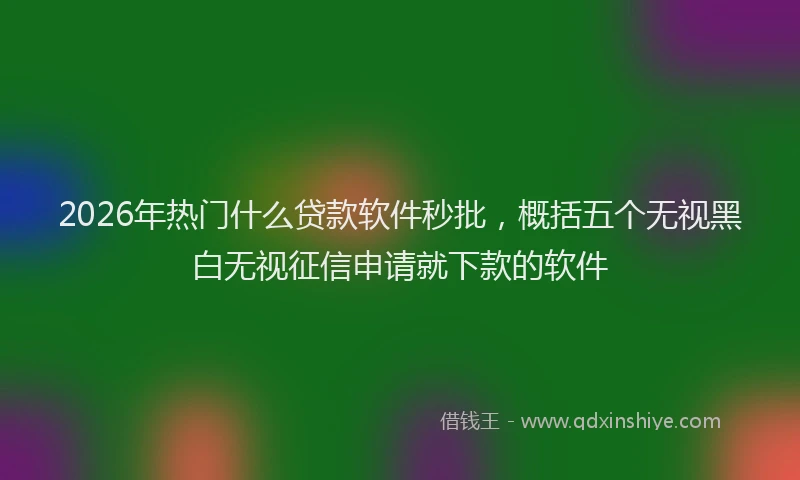 2026年热门什么贷款软件秒批，概括五个无视黑白无视征信申请就下款的软件
