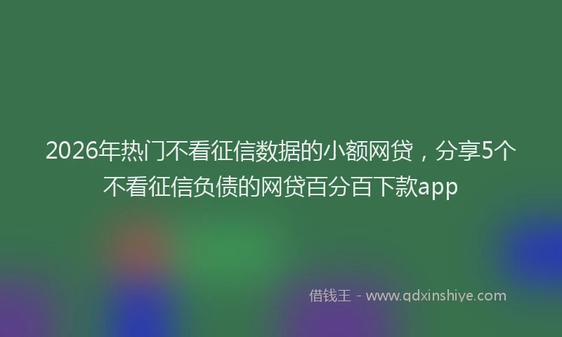 2026年热门不看征信数据的小额网贷，分享5个不看征信负债的网贷百分百下款app