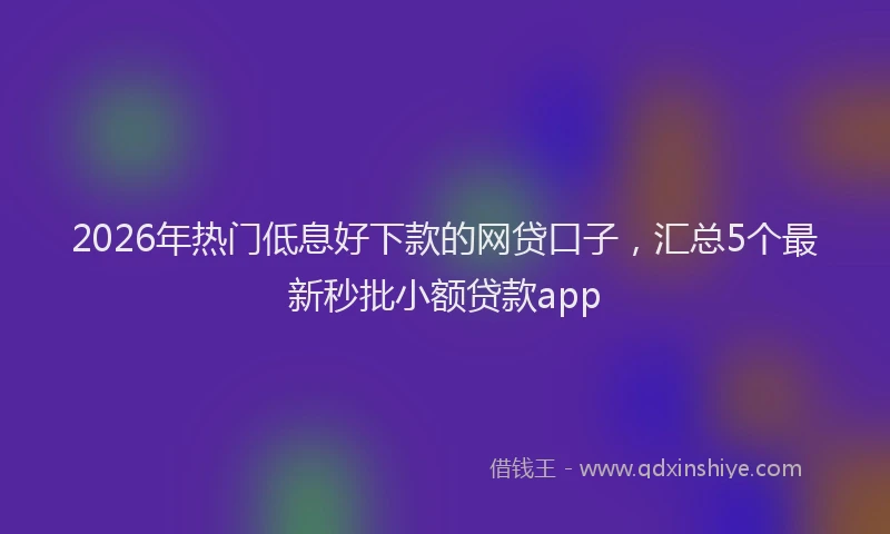 2026年热门低息好下款的网贷口子，汇总5个最新秒批小额贷款app