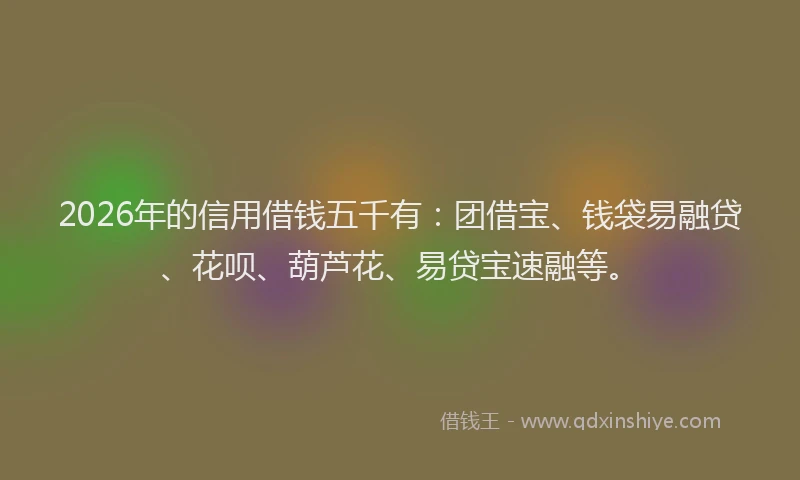 2026年的信用借钱五千有：团借宝、钱袋易融贷、花呗、葫芦花、易贷宝速融等。