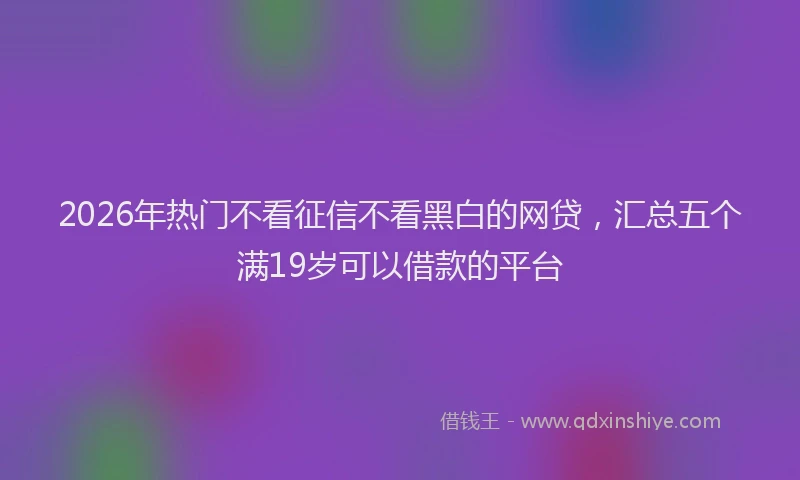 2026年热门不看征信不看黑白的网贷，汇总五个满19岁可以借款的平台
