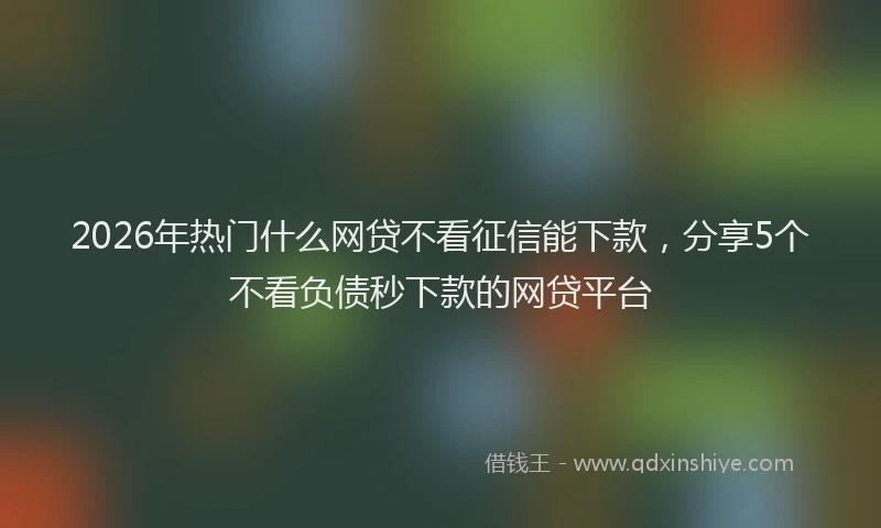 2026年热门什么网贷不看征信能下款，分享5个不看负债秒下款的网贷平台
