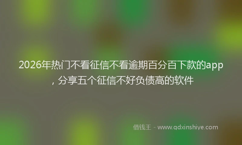 2026年热门不看征信不看逾期百分百下款的app，分享五个征信不好负债高的软件