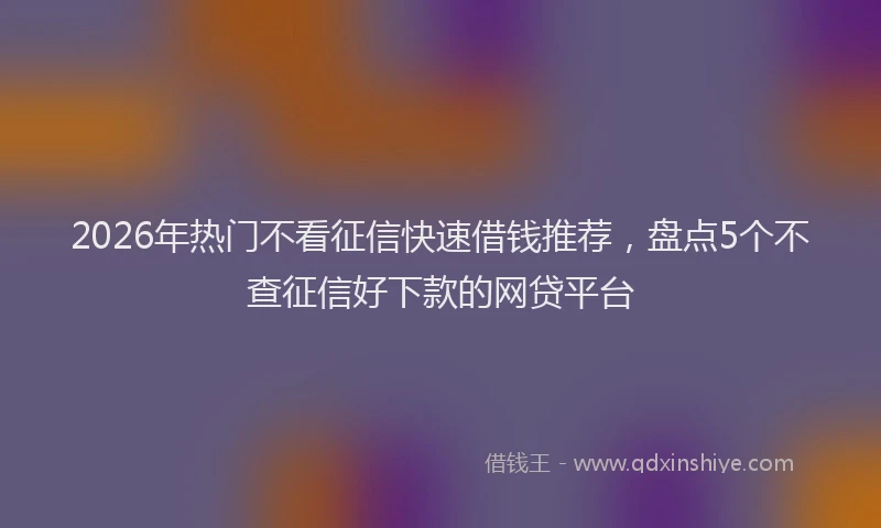 2026年热门不看征信快速借钱推荐，盘点5个不查征信好下款的网贷平台