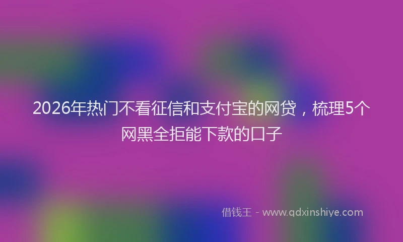 2026年热门不看征信和支付宝的网贷，梳理5个网黑全拒能下款的口子