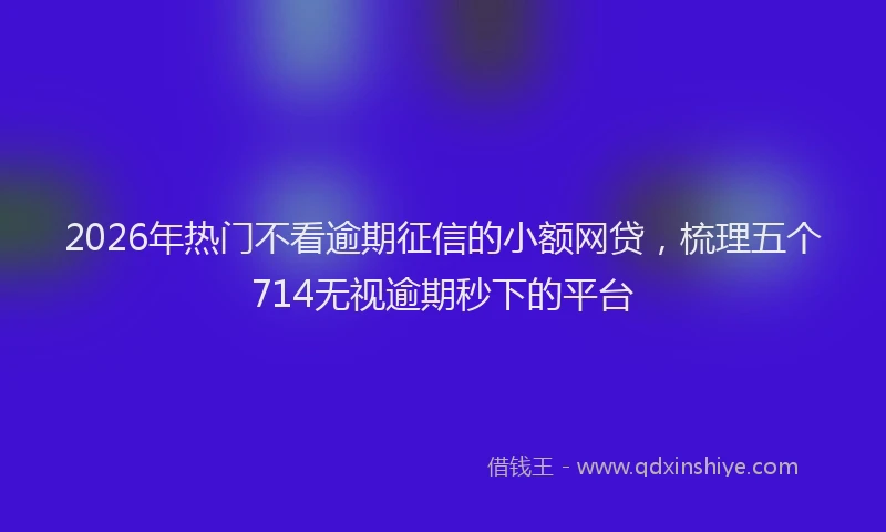 2026年热门不看逾期征信的小额网贷，梳理五个714无视逾期秒下的平台