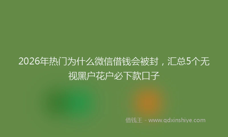 2026年热门为什么微信借钱会被封，汇总5个无视黑户花户必下款口子