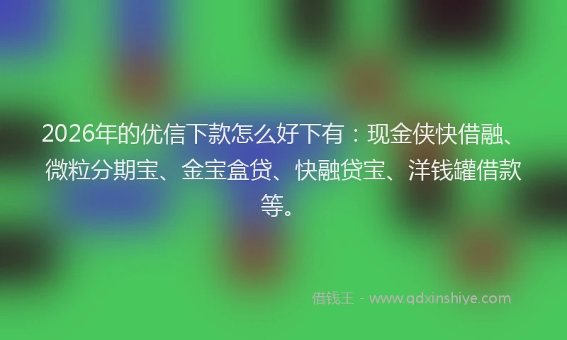2026年的优信下款怎么好下有：现金侠快借融、微粒分期宝、金宝盒贷、快融贷宝、洋钱罐借款等。