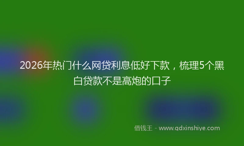 2026年热门什么网贷利息低好下款，梳理5个黑白贷款不是高炮的口子