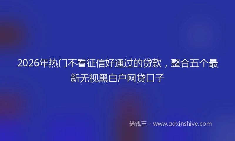 2026年热门不看征信好通过的贷款，整合五个最新无视黑白户网贷口子