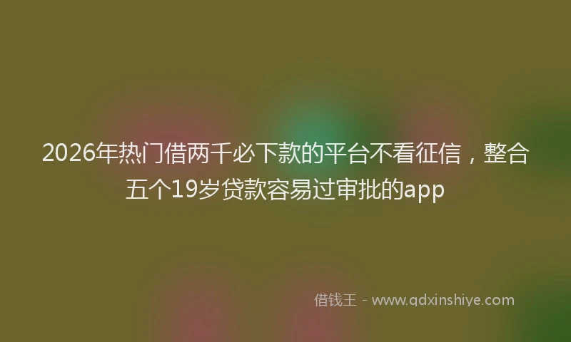 2026年热门借两千必下款的平台不看征信，整合五个19岁贷款容易过审批的app