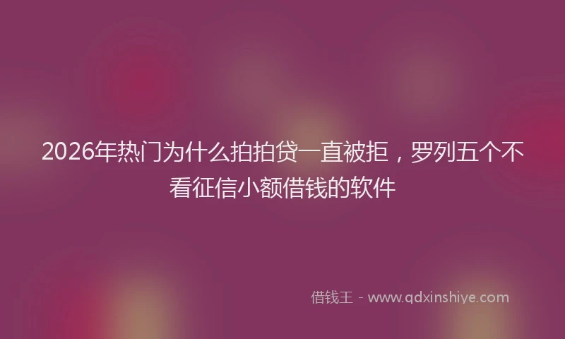 2026年热门为什么拍拍贷一直被拒，罗列五个不看征信小额借钱的软件