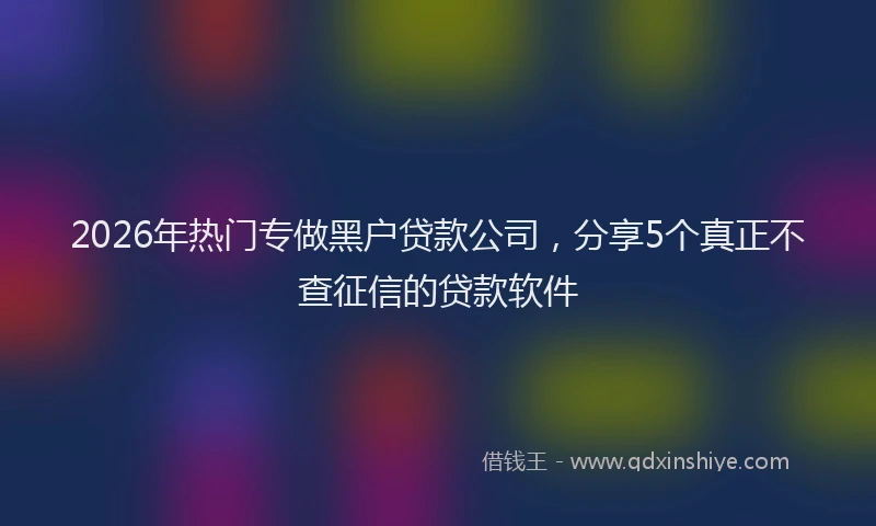 2026年热门专做黑户贷款公司，分享5个真正不查征信的贷款软件